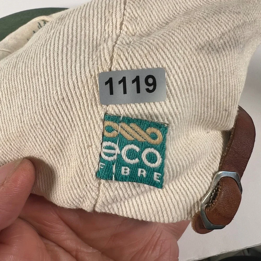 Park‎ City Hats Outdoor Festival Cap Beige Green Adjustable Strap Eco Fibre VTG